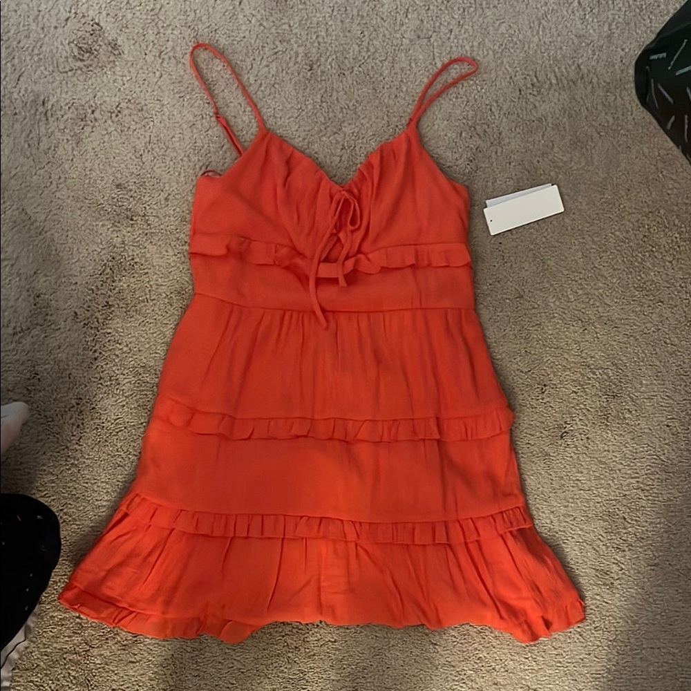 Orange Ruffle Mini Dress